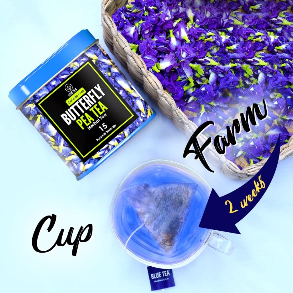 BLUE TEA - Butterfly Pea Flower (0.88 Oz) + Hibiscus Flower (1.76 Oz) + Rose Petals (0.88 Oz) + Chamomile (1.05 Oz) + Lavender Flower (1.05 Oz) Herbal Tea