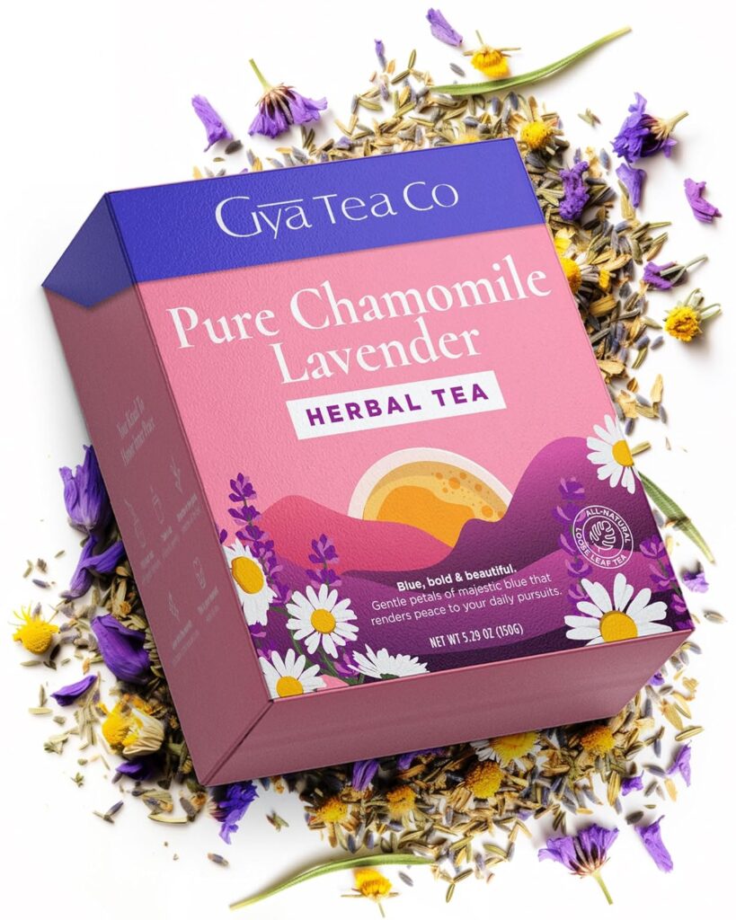Gya Tea Co Assam Black Tea  Pure Chamomile Lavender Herbal Tea Set - Natural Loose Leaf Tea with No Artificial Ingredients - Brew As Hot Or Iced Tea