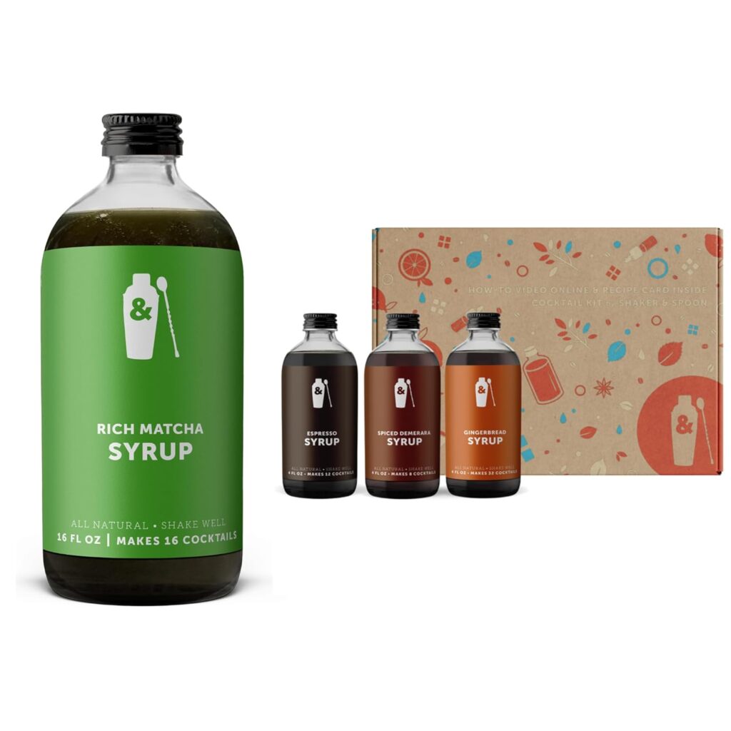 Shaker  Spoon 16oz Matcha Syrup + Rich Classics Cocktail Syrup Set, Flavored Syrups for Drinks, Coffee Syrups, Mocktails, Non Alcoholic Drinks, Cocktail Mixers