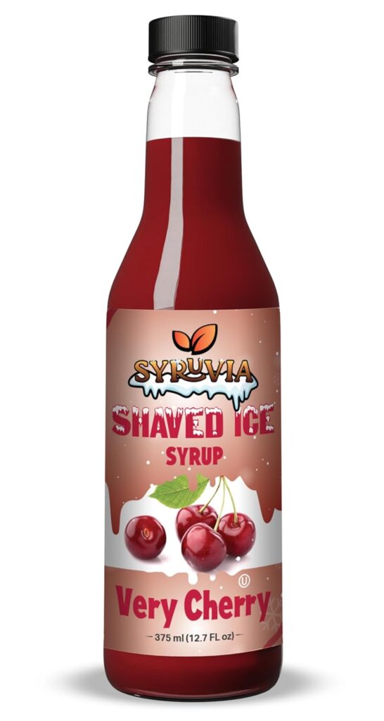 Syruvia Snow Cone Syrup 12.7oz - Very Cherry Syrup For Syrup For Shaved Ice, Snow Cones, Slushies, Italian Soda, Popsicles. Keto Friendly, Kosher, Dairy Free.